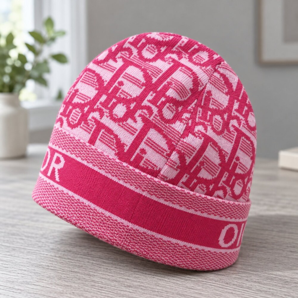 Dior Pink Oblique Knit Beanie - Picture 4 of 6